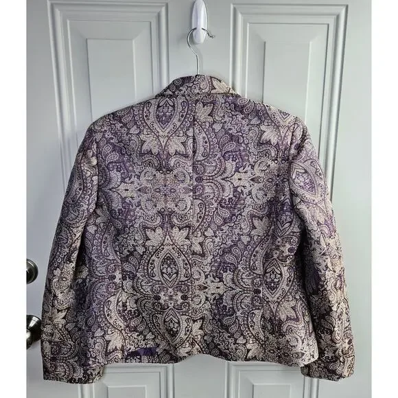 Koret Gorgeous Purple Tan Tapestry Brocade Blazer Fully Lined Size 10 P Chic - Picture 2 of 13